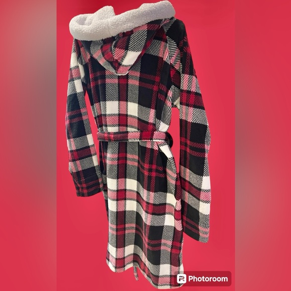 Vera Bradley NWOT Cozy Fleece/sherpa hooded Bathroom w/pockets Plaid - Picture 9 of 11